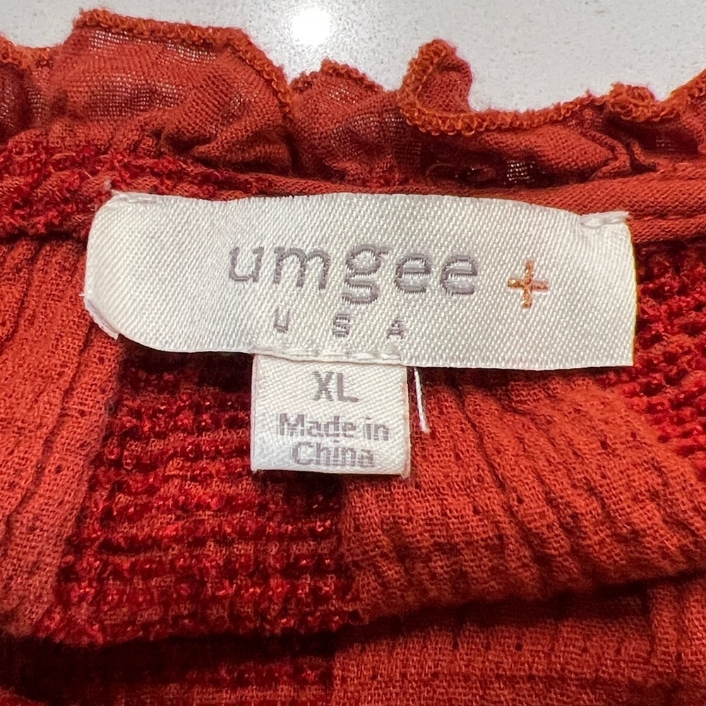 Umgee Chenille Babydoll Tunic Top Dress Rust Split Neck Long Sleeve XL - Picture 8 of 13
